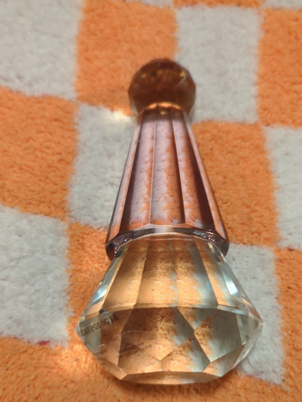 Anthropologie Amber and Clear Faceted Glass Bottle